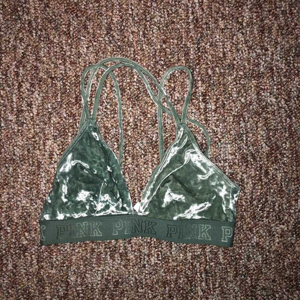 VS PINK Velvet Triangle Bralette Sagebrush Size S